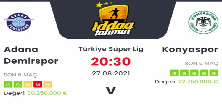 Adana Demirspor Konyaspor İddaa Maç Tahmini 27 Ağustos 2021
