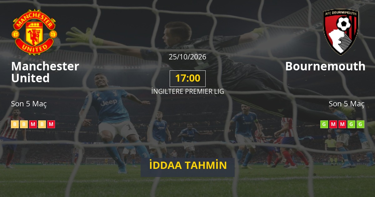 Manchester United Bournemouth İddaa Maç Tahmini 25 Ekim 2026