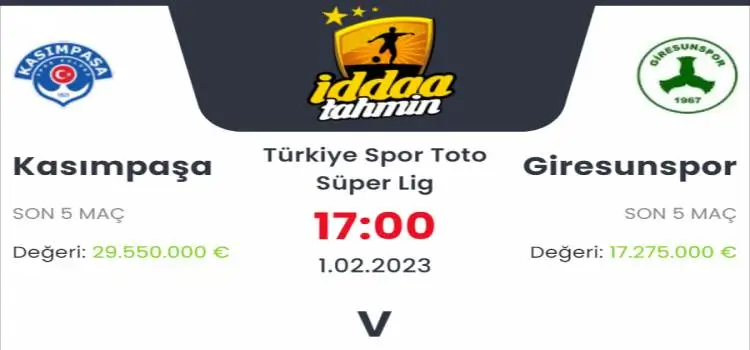 Kasımpaşa Giresunspor İddaa Maç Tahmini 1 Şubat 2023