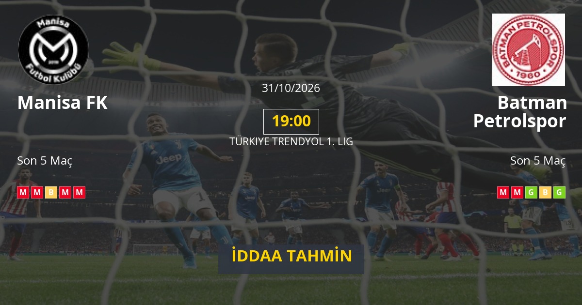 Manisa FK Batman Petrolspor İddaa Maç Tahmini 31 Ekim 2026