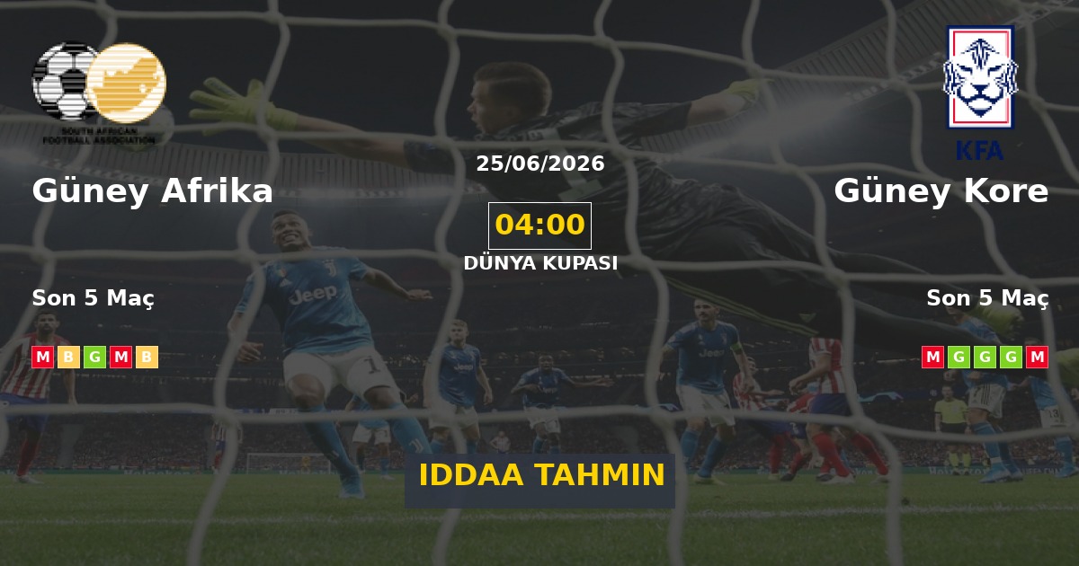 Güney Afrika Güney Kore İddaa Maç Tahmini 25 Haziran 2026