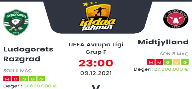 Ludogorets Midtjylland İddaa Maç Tahmini 9 Aralık 2021