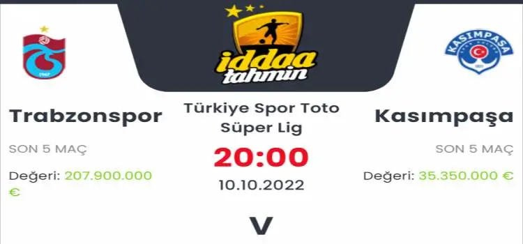 Trabzonspor Kasımpaşa İddaa Maç Tahmini 10 Ekim 2022