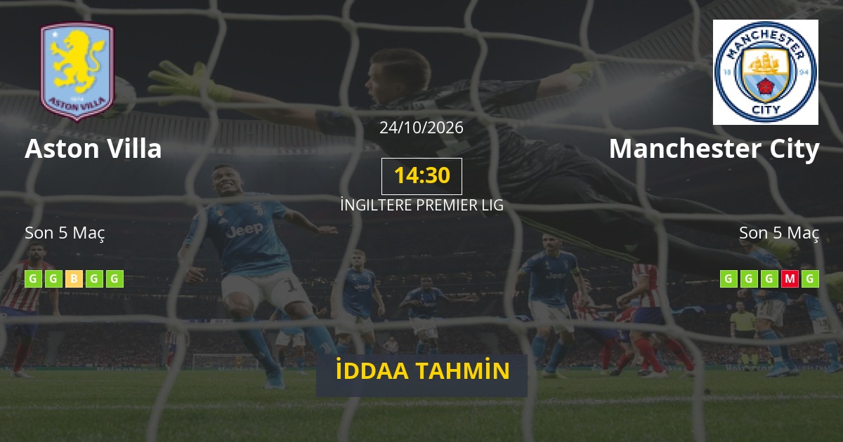 Aston Villa Manchester City İddaa Maç Tahmini 24 Ekim 2026