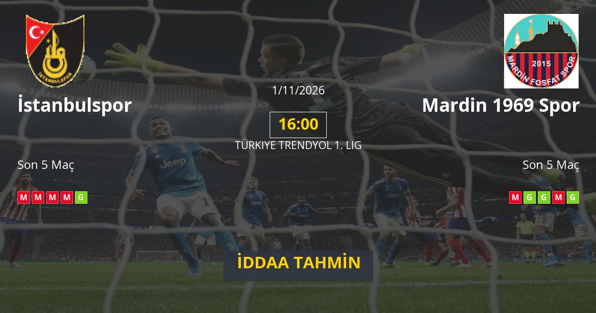 İstanbulspor Mardin 1969 Spor İddaa Maç Tahmini 01 Kasım 2026