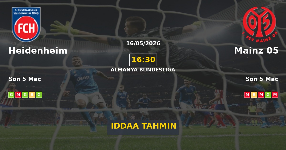 Heidenheim Mainz 05 İddaa Maç Tahmini 16 Mayıs 2026