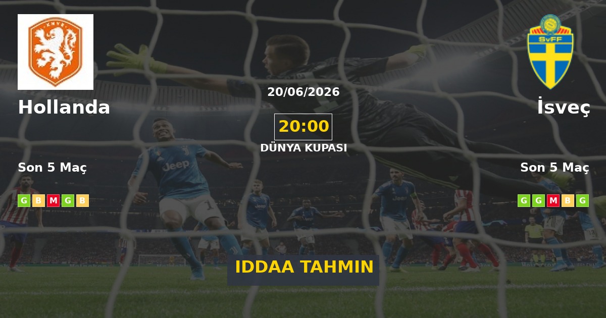 Hollanda İsveç İddaa Maç Tahmini 20 Haziran 2026