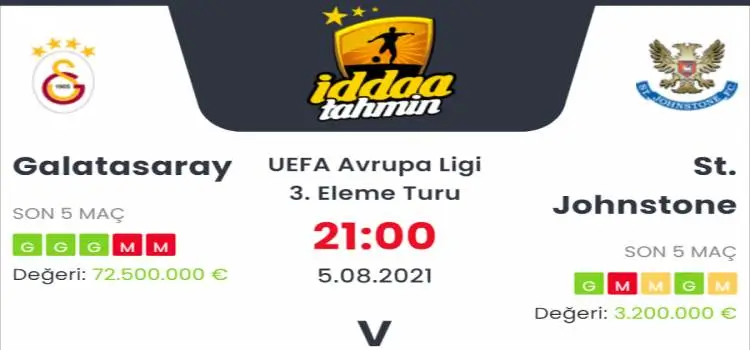 Galatasaray St Johnstone İddaa Maç Tahmini 5 Ağustos 2021