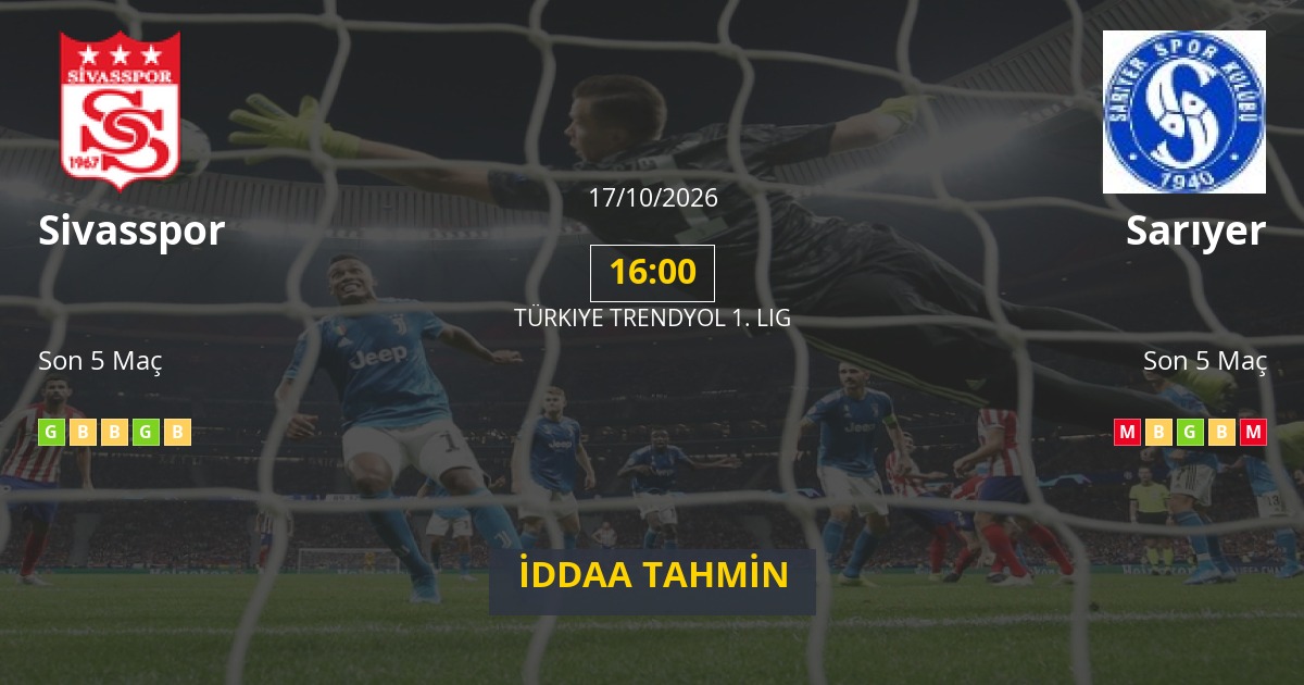 Sivasspor Sarıyer İddaa Maç Tahmini 17 Ekim 2026