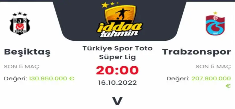 Beşiktaş Trabzonspor İddaa Maç Tahmini 16 Ekim 2022