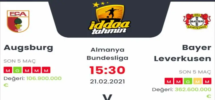 Augsburg Bayer Leverkusen Maç Tahmini ve İddaa Tahminleri : 21 Şubat 2021