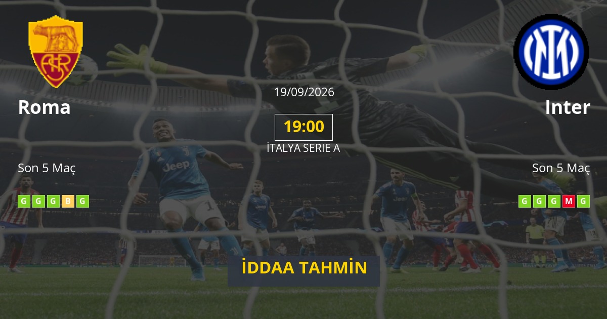 Roma Inter İddaa Maç Tahmini 19 Eylül 2026