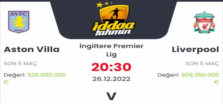 Aston Villa Liverpool İddaa Maç Tahmini 26 Aralık 2022