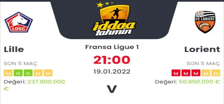 Lille Lorient İddaa Maç Tahmini 19 Ocak 2022