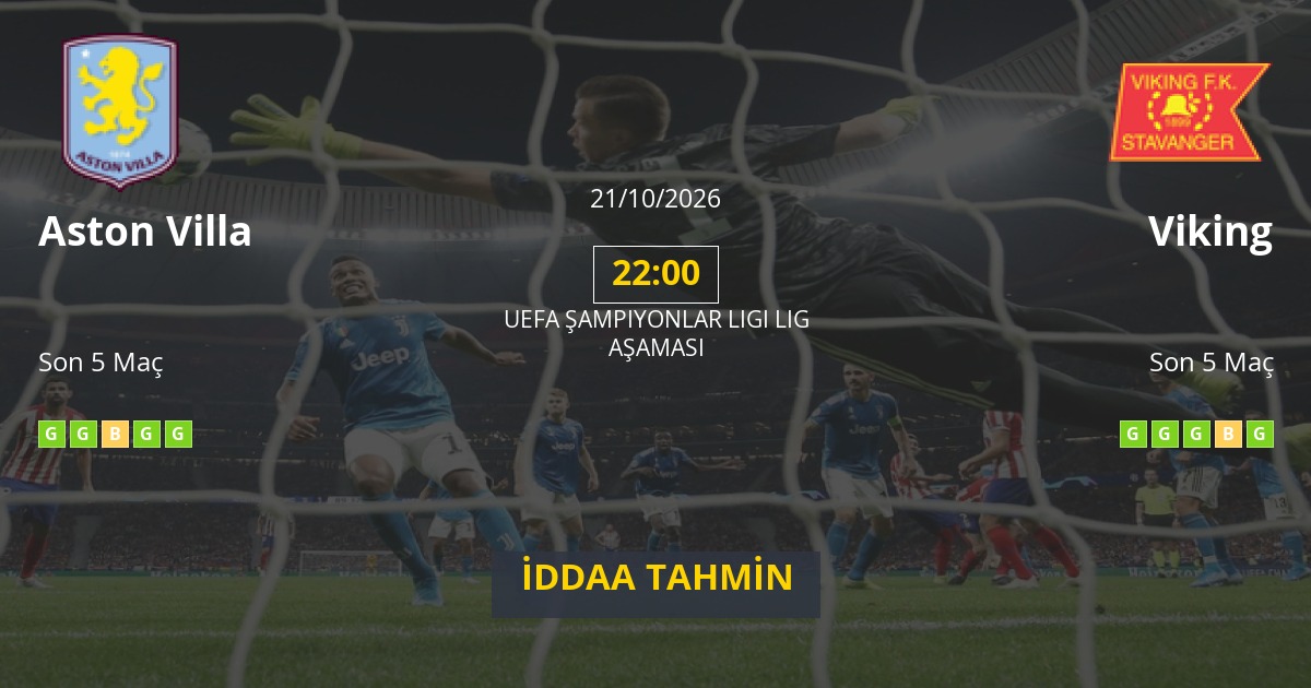 Aston Villa Viking İddaa Maç Tahmini 21 Ekim 2026