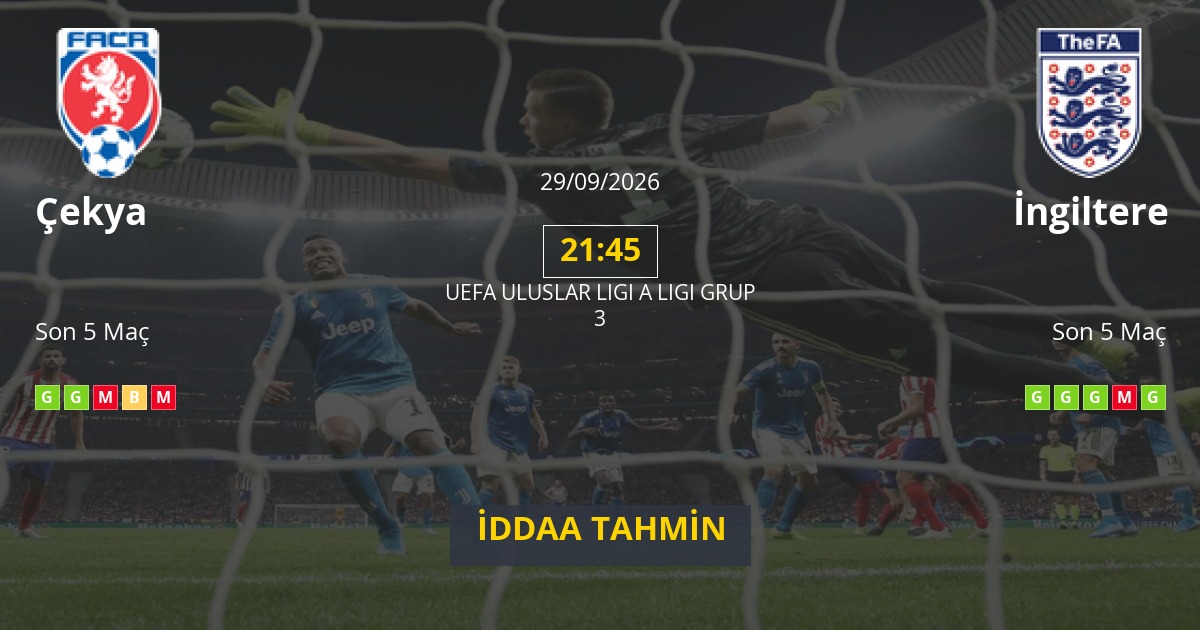 Çekya İngiltere İddaa Maç Tahmini 29 Eylül 2026