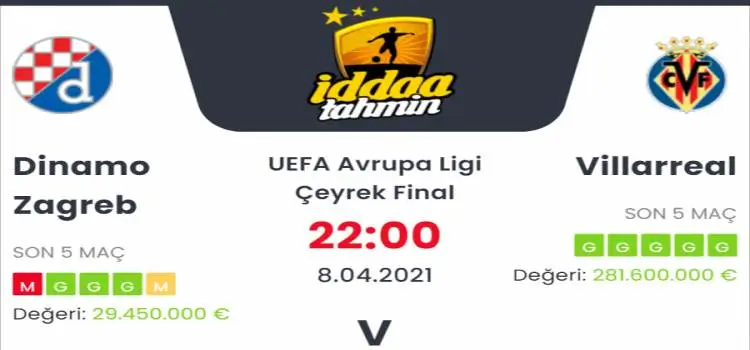Dinamo Zagreb Villarreal İddaa Maç Tahmini 8 Nisan 2021