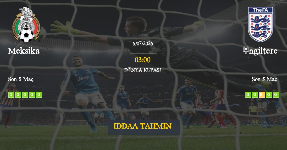 Meksika İngiltere İddaa Maç Tahmini 06 Temmuz 2026