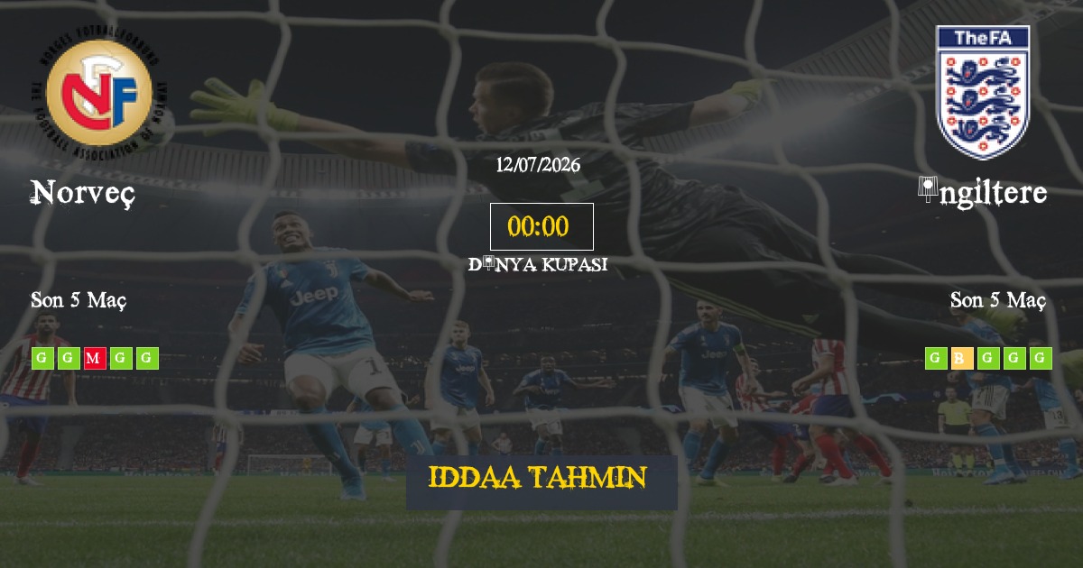 Norveç İngiltere İddaa Maç Tahmini 12 Temmuz 2026