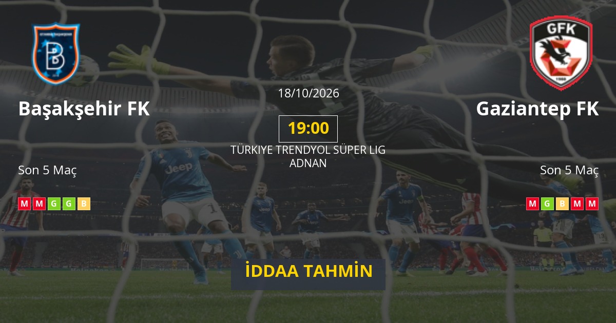 Başakşehir FK Gaziantep FK İddaa Maç Tahmini 18 Ekim 2026
