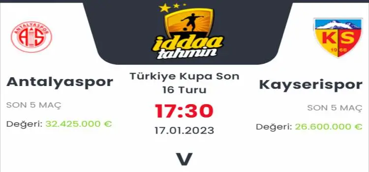 Antalyaspor Kayserispor İddaa Maç Tahmini 17 Ocak 2023
