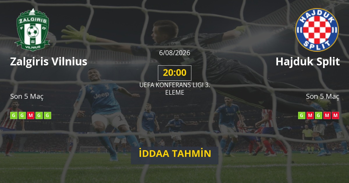 Zalgiris Vilnius Hajduk Split İddaa Maç Tahmini 06 Ağustos 2026