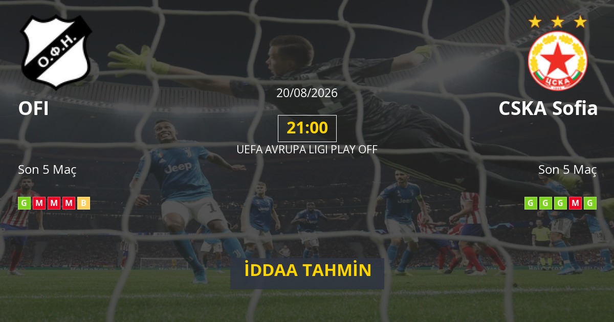 OFI CSKA Sofia İddaa Maç Tahmini 20 Ağustos 2026