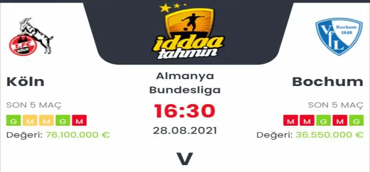 Köln Bochum İddaa Maç Tahmini 28 Ağustos 2021