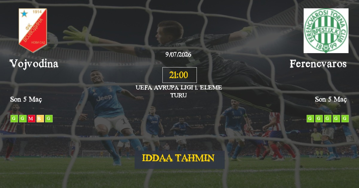 Vojvodina Ferencvaros İddaa Maç Tahmini 09 Temmuz 2026