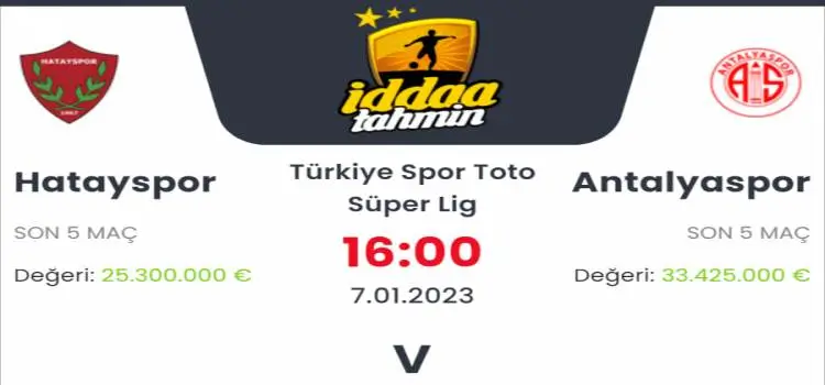 Hatayspor Antalyaspor İddaa Maç Tahmini 7 Ocak 2023