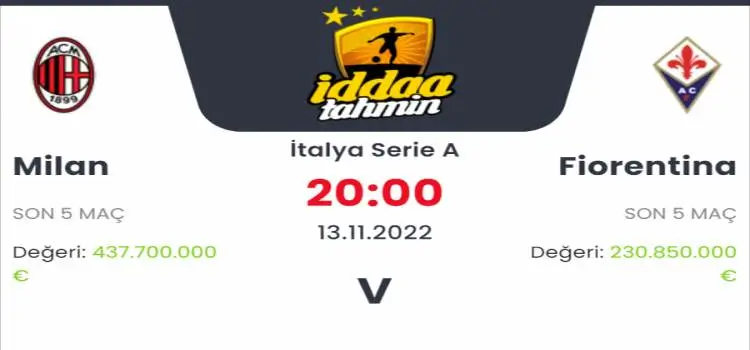 Milan Fiorentina İddaa Maç Tahmini 13 Kasım 2022