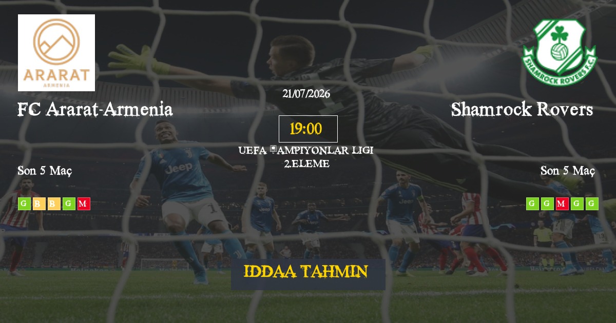 FC Ararat-Armenia Shamrock Rovers İddaa Maç Tahmini 21 Temmuz 2026