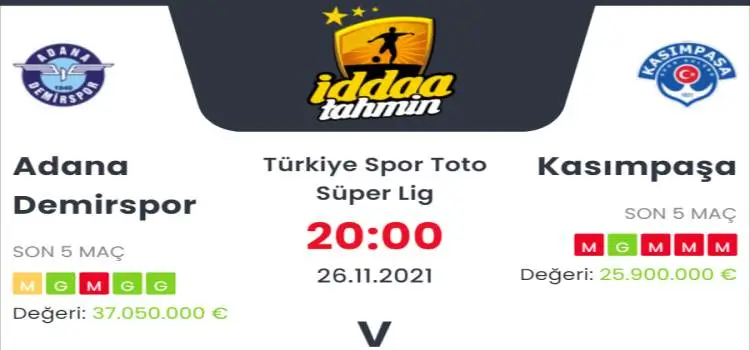 Adana Demirspor Kasımpaşa İddaa Maç Tahmini 26 Kasım 2021