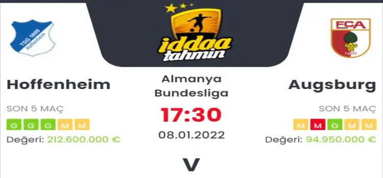 Hoffenheim Augsburg İddaa Maç Tahmini 8 Ocak 2022