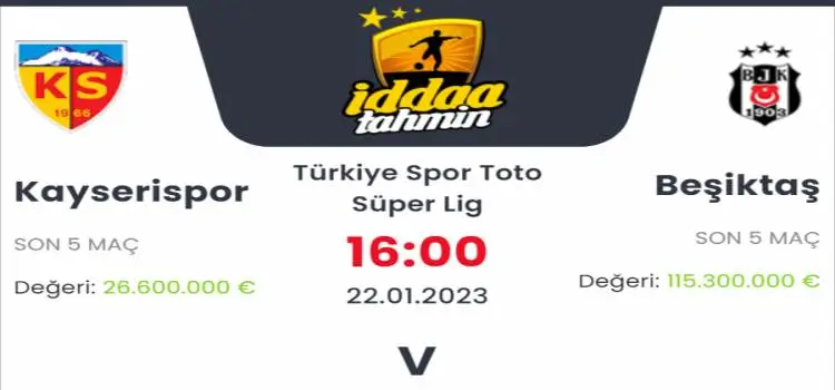 Kayserispor Beşiktaş İddaa Maç Tahmini 22 Ocak 2023