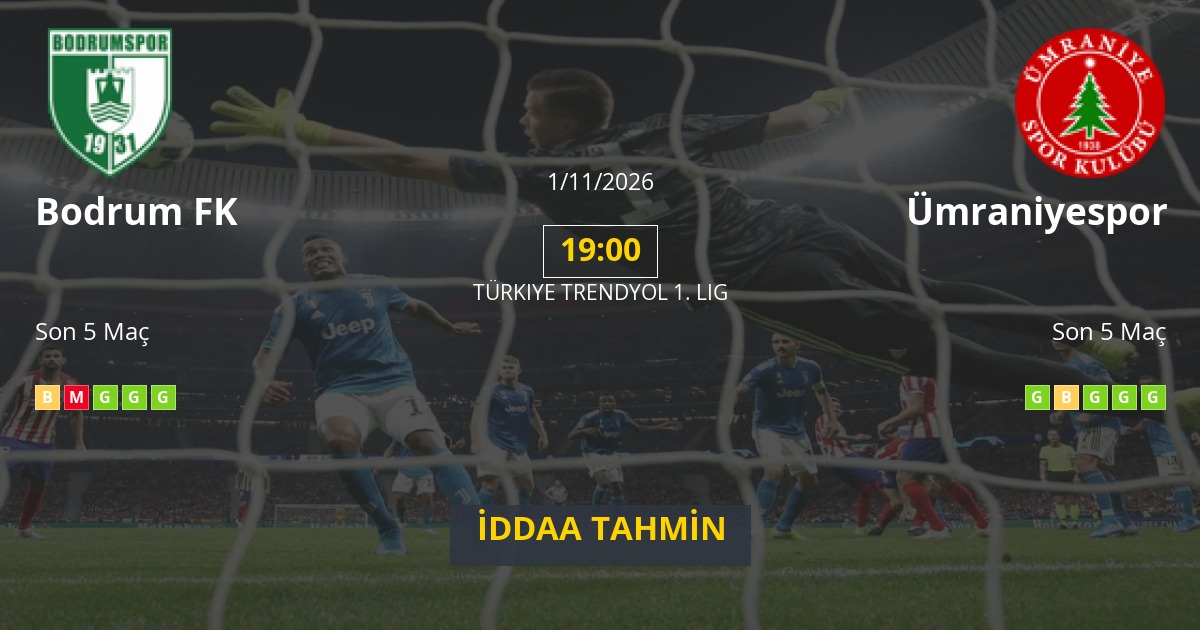 Bodrum FK Ümraniyespor İddaa Maç Tahmini 01 Kasım 2026