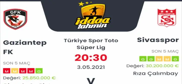 Gaziantep Sivasspor İddaa Maç Tahmini 3 Mayıs 2021