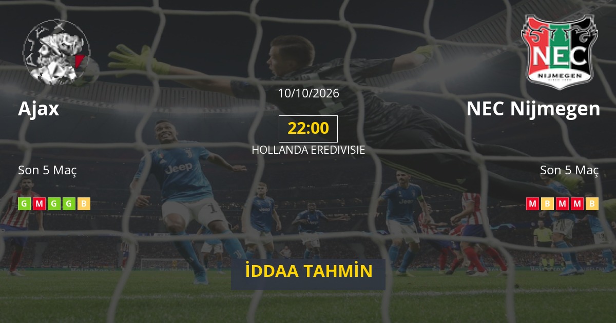 Ajax NEC Nijmegen İddaa Maç Tahmini 10 Ekim 2026