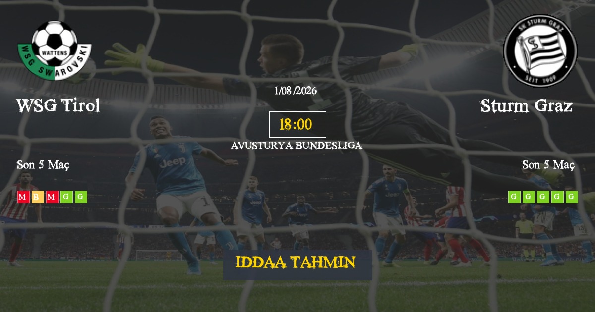 WSG Tirol Sturm Graz İddaa Maç Tahmini 01 Ağustos 2026