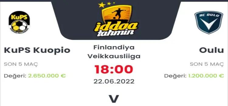Kuopion Oulu İddaa Maç Tahmini 22 Haziran 2022