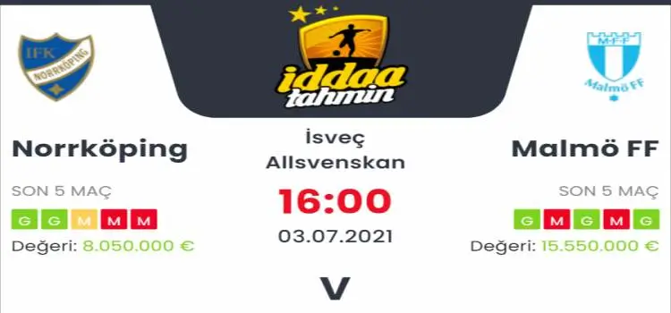 Norrkoping Malmö İddaa Maç Tahmini 3 Temmuz 2021