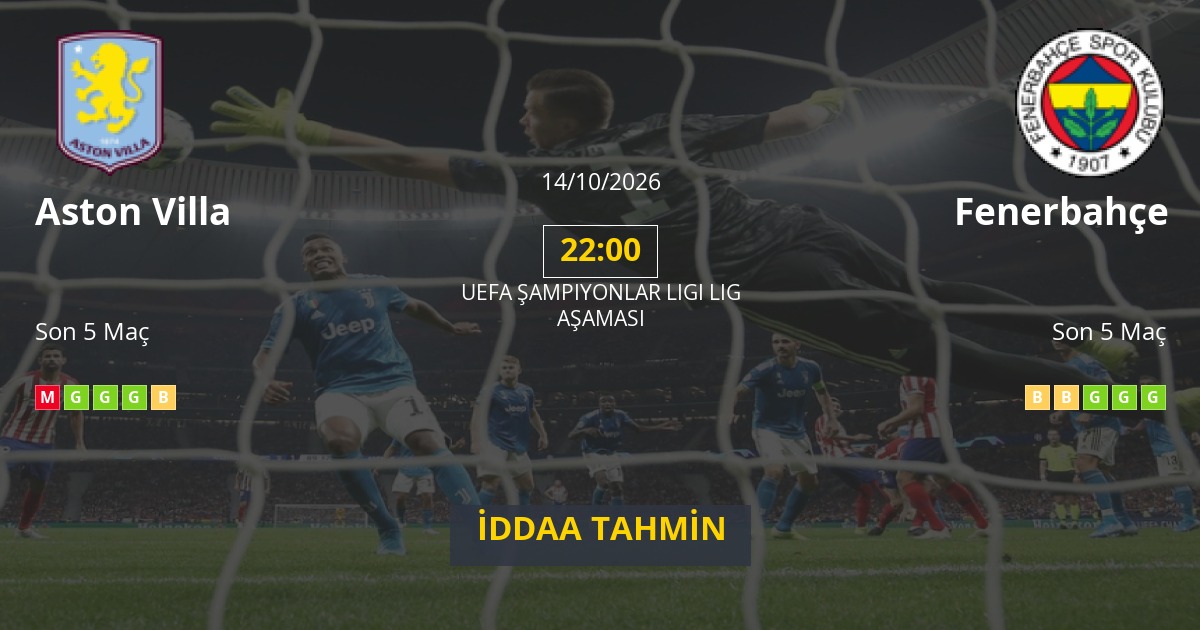 Aston Villa Fenerbahçe İddaa Maç Tahmini 14 Ekim 2026