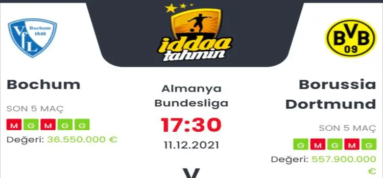 Bochum Borussia Dortmund İddaa Maç Tahmini 11 Aralık 2021