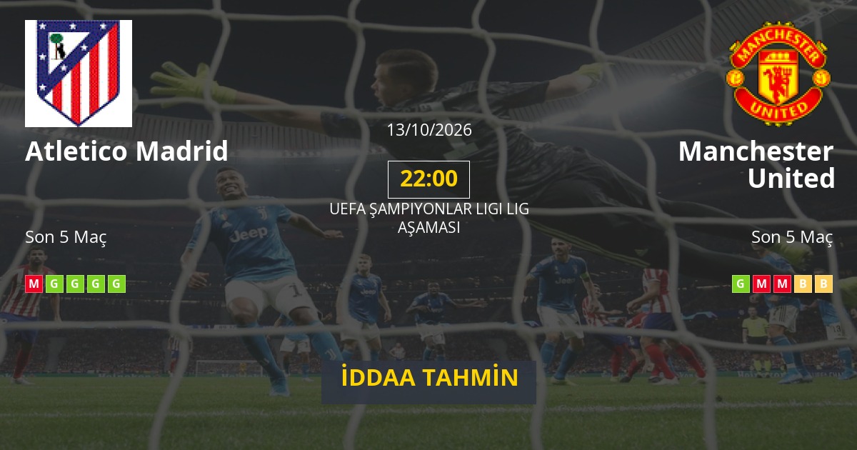 Atletico Madrid Manchester United İddaa Maç Tahmini 13 Ekim 2026