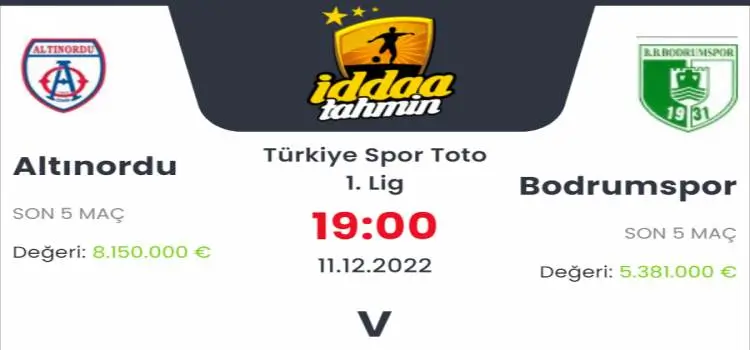 Altınordu Bodrumspor İddaa Maç Tahmini 11 Aralık 2022