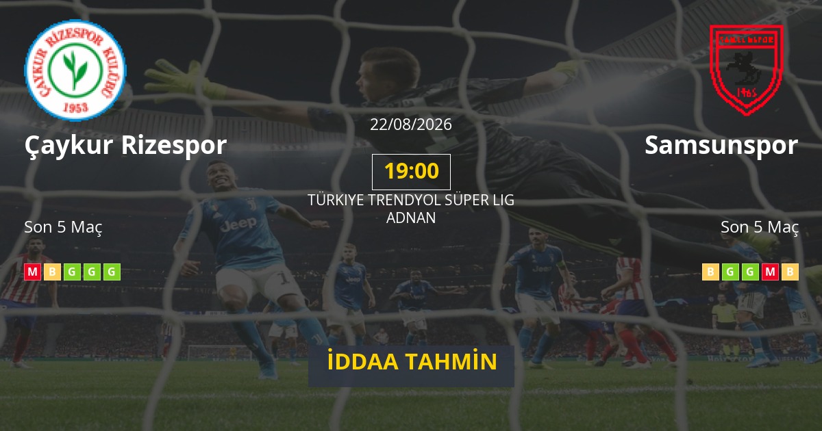 Çaykur Rizespor Samsunspor İddaa Maç Tahmini 22 Ağustos 2026