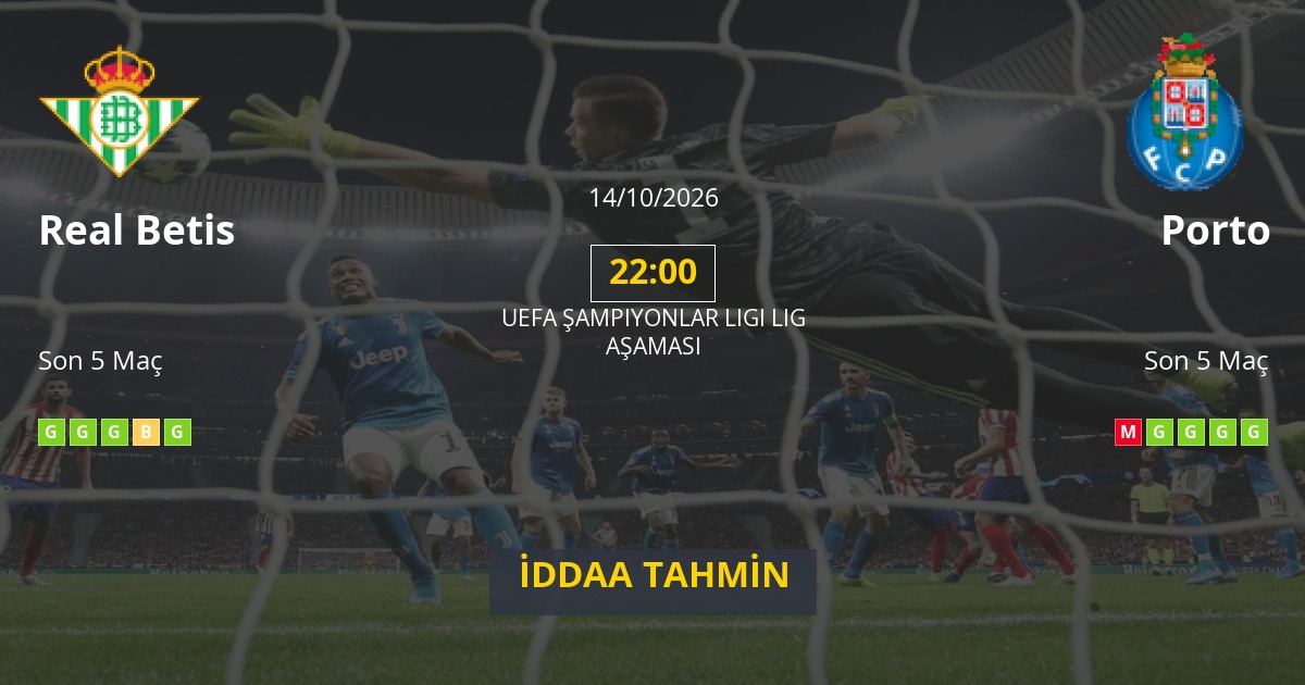 Real Betis Porto İddaa Maç Tahmini 14 Ekim 2026