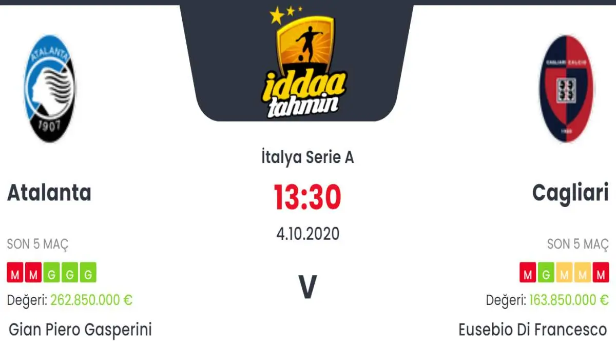 Atalanta Cagliari İddaa ve Maç Tahmini 4 Ekim 2020