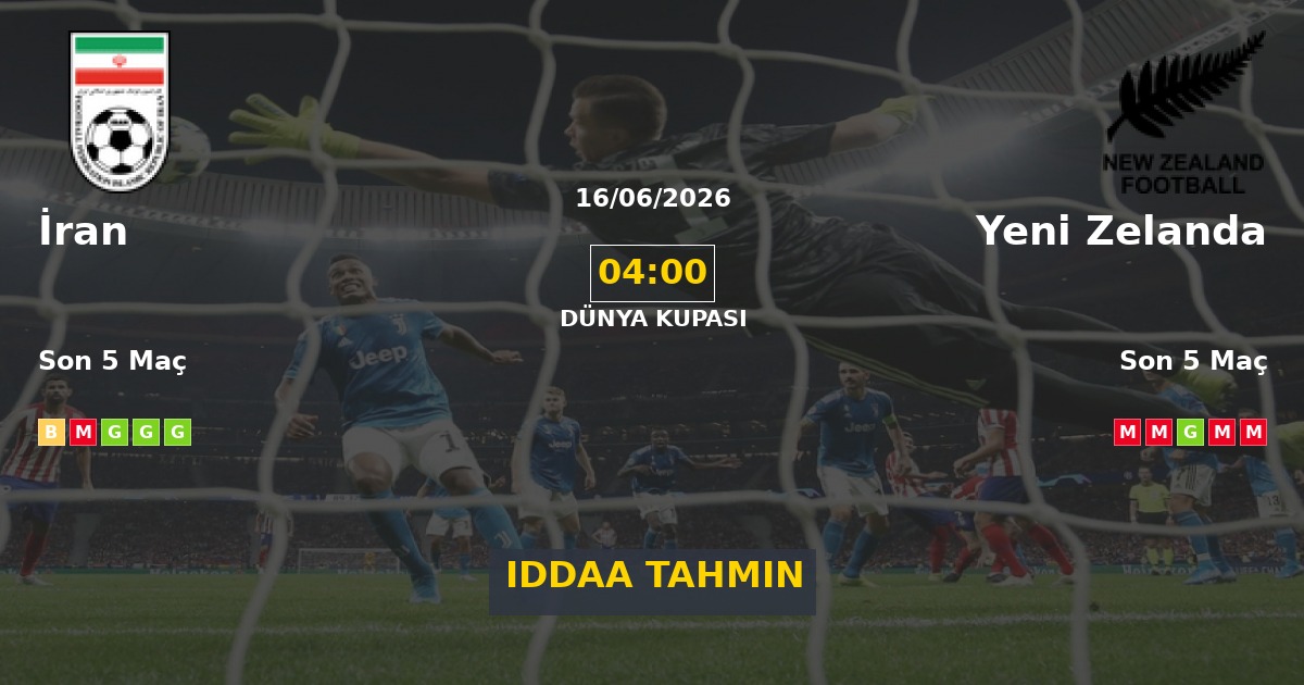 İran Yeni Zelanda İddaa Maç Tahmini 16 Haziran 2026