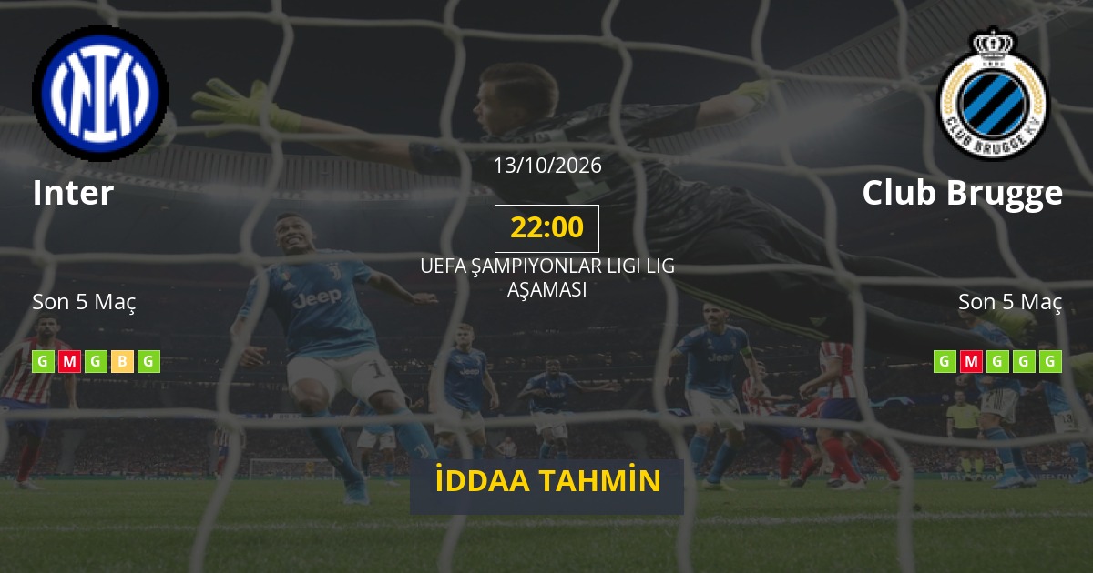 Inter Club Brugge İddaa Maç Tahmini 13 Ekim 2026